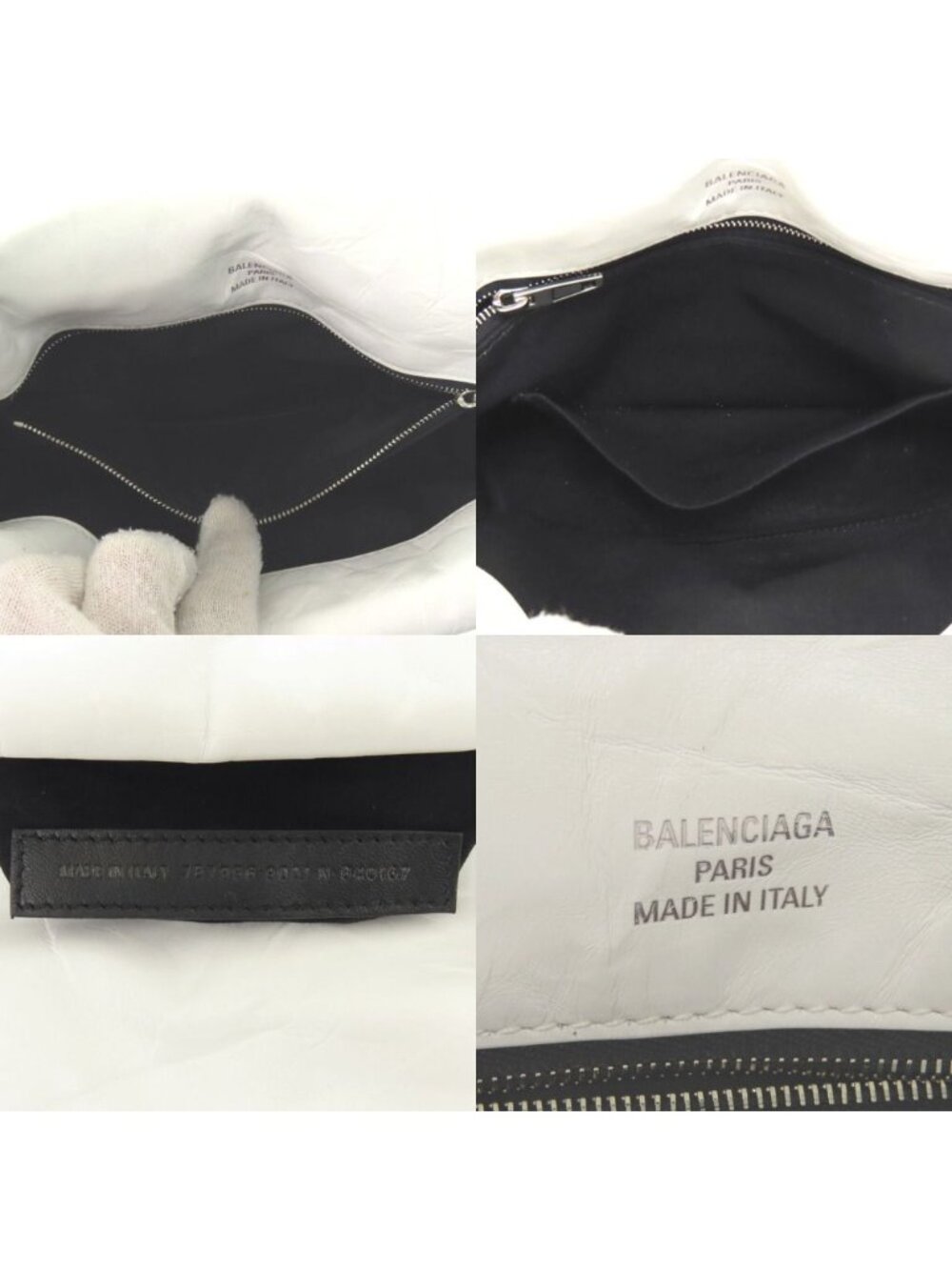 Balenciaga Monaco Sling Bag BB Logo Silver Calfskin Leather White - Picture 6 of 8
